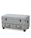 Furniture Flynn Modern Transitional Upholstered 2 Drawer Storage Trunk Ottoman In Gray