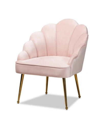Furniture Cinzia Glam And Luxe Upholstered Seashell Shaped Accent Chair In Pink