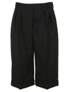 Saint Laurent Pinstripe Tailored Bermuda Shorts In Black