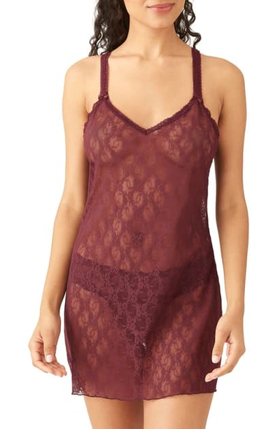B.tempt'd By Wacoal Lace Kiss Chemise In Windsor Wine