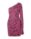 Moschino One-shoulder Tiger-print Suede Mini Dress In Fuchsia
