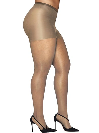 Hanes Curves Plus Size Silky Sheer Control Top Pantyhose In Nude