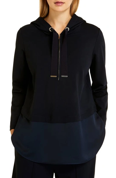 Marina Rinaldi Sport Obelisco Jersey Punto Hooded Sweatshirt In Dark Navy