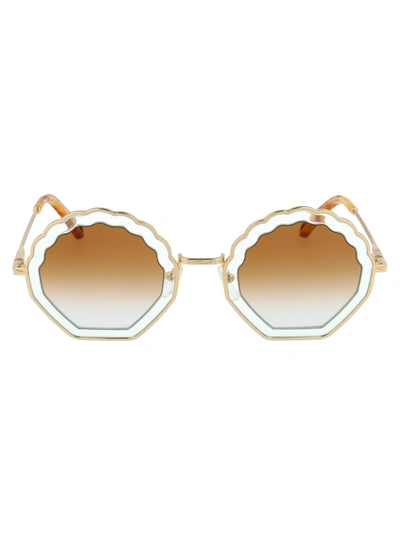 Chloé Ce147s Sunglasses In 834 Gold Azure/gradient Brown