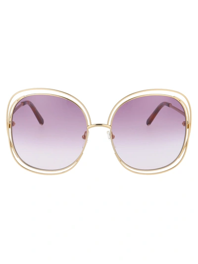 Chloé Ce126s Sunglasses In 803 Gold/havana/gradient Purple