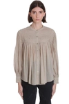 ISABEL MARANT ÉTOILE PLALIA SHIRT IN BEIGE COTTON,11566947