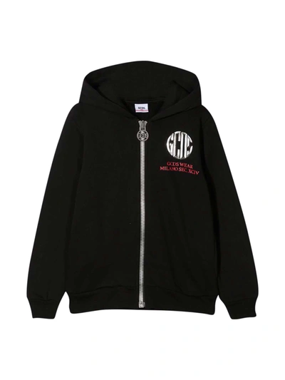 Gcds Mini Kids' Black Sweatshirt In Nero