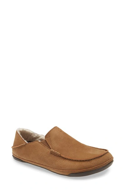 Olukai Kipuka Hulu Convertible Genuine Shearling Lined Slipper In Toffee Leather