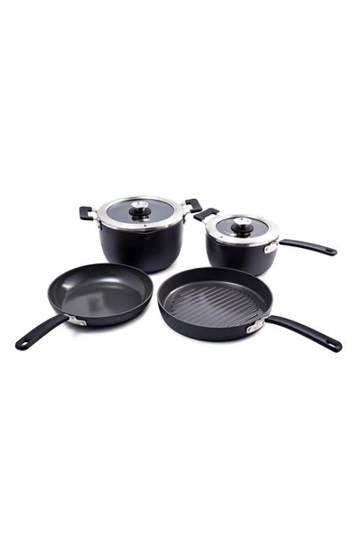 Greenpan Levels 6-piece Hard Anodized Stackable Ceramic Nonstick Cookware Set In Grey