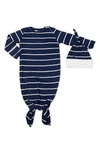 Baby Grey By Everly Grey Gown & Hat Set In Navy