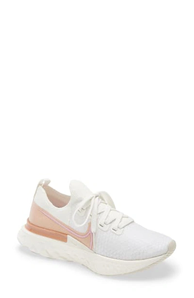 Nike Women's React Infinity Run Flyknit Low Top Running Sneakers In Sail/light Arctic Pink/metallic Copper/white/lt Orewood Brown