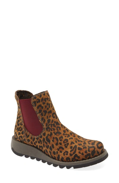 Fly London Salv Chelsea Boot In Tan Cheetah Print Leather
