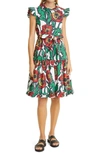 La Doublej Short And Sassy Dress In Big Blooms Bianco In Big Blooms Bianco