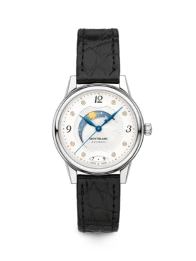 Montblanc 111055 Bohème Date Stainless Steel, Diamond And Croc-embossed Leather Watch