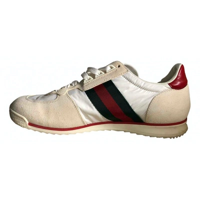 Pre-owned Gucci Screener White Suede Trainers