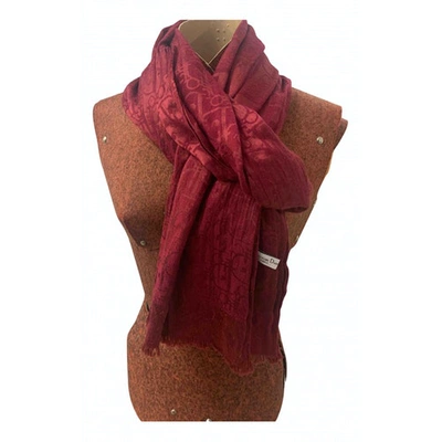 Pre-owned Dior Burgundy Cashmere Scarf