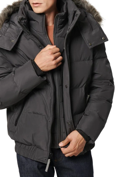 Marc New York Umbra Faux Fur Trim Quilted Jacket In Charcoal