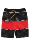 BURBERRY KIDS' HOUNDSTOOTH CHECK PANEL COTTON SHORTS,8033378