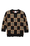 BURBERRY KIDS' RICKMAN CHECK MERINO WOOL SWEATER,8032515