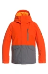 Quiksilver Kids' Mission Solid Waterproof Hooded Snow Jacket In Nze0-pureed Pumpkin