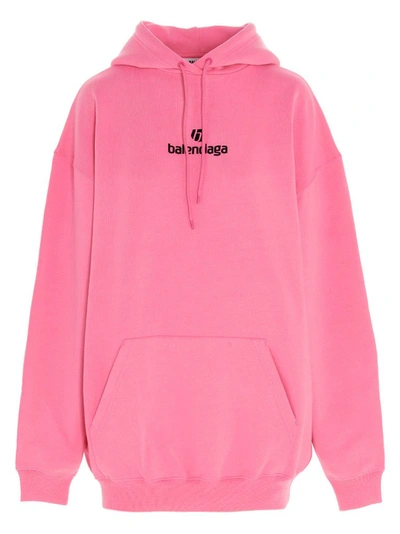 Balenciaga Pink Small Fit Sponsor Logo Hoodie