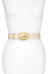 MOSCHINO MADE IN HEAVEN BUCKLE LEATHER BELT,A8038 8008 0555