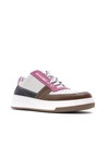 SEMICOUTURE LEATHER SNEAKERS IN IVORY AND FUCHSIA