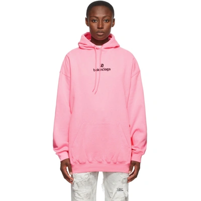 Balenciaga Pink Small Fit Sponsor Logo Hoodie