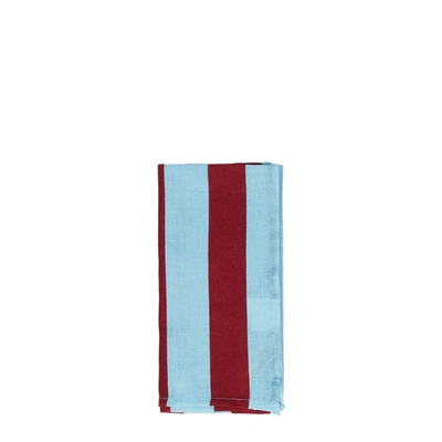 La Doublej Large Napkins Set Of 6 (45x45) In Riga Bordeaux - Azzurro