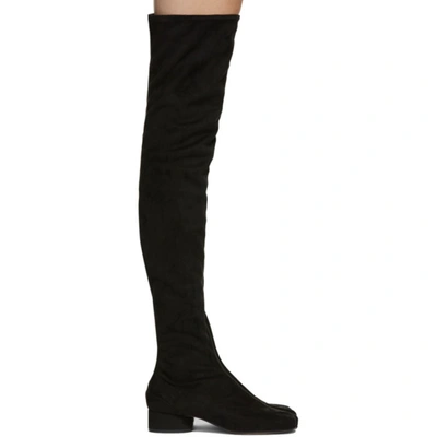 Maison Margiela Black Suede Over-the-knee Tabi Boots In T8013 Black