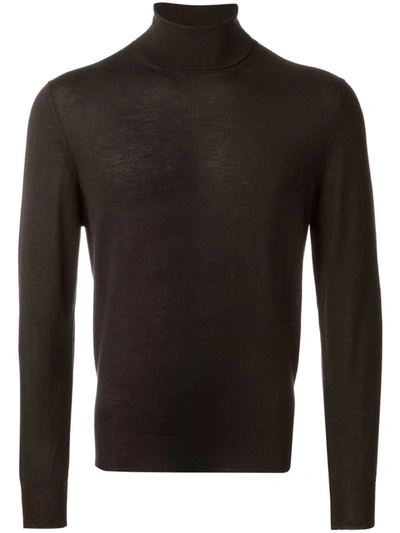 Fashion Clinic Timeless Fine Knit Turtleneck Jumper In Brown
