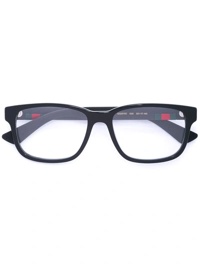Gucci Web Trim Rectangle Glasses In Black