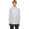 BURBERRY BURBERRY WHITE AND NAVY MONOGRAM CUTTLER SHIRT