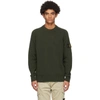 Stone Island Logo Patch Fine Knit Jumper In Olive Green