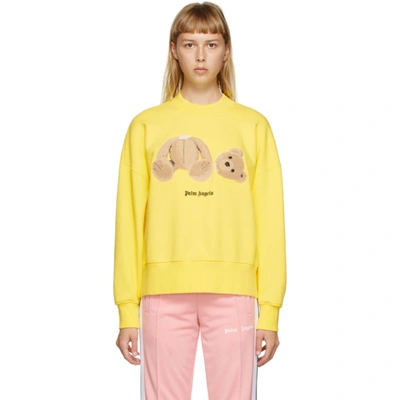 Palm Angels Teddy-motif Logo Sweatshirt In Yellow