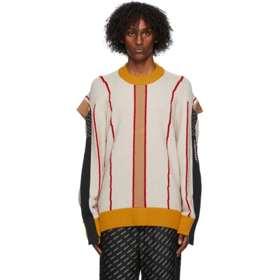 Ambush Deconstructed Crew Neck Sweatshirt In Beige