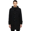 BURBERRY BURBERRY BLACK WOOL CHECK-LINED DUFFLE COAT