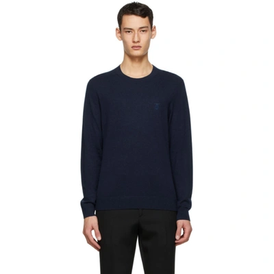 Burberry Bancroft Tb Monogram Embroidered Cashmere Sweater In Navy