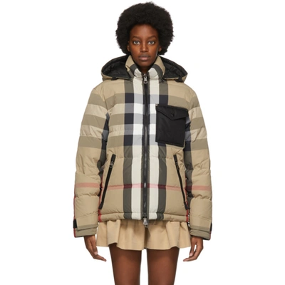Burberry Reversible Checked Quilted Shell Down Jacket In Neutrals