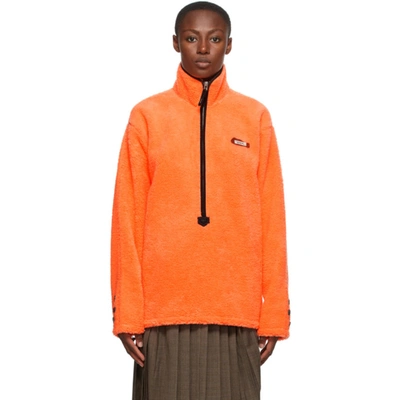 Ader Error Orange Half Zip-up Sweatshirt In Neon Orange