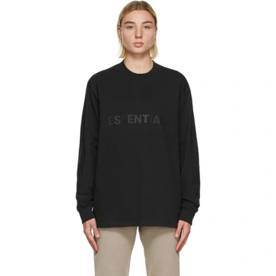 Essentials Black Logo Long Sleeve T-shirt In Stretchlimo