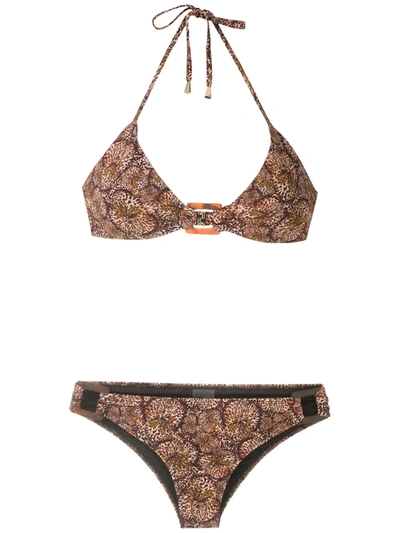 Isolda Pipa De Lycra Borakay Printed Bikini Set In Brown