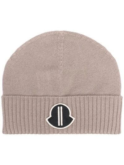 Rick Owens + Moncler Knitted Beanie In Grey