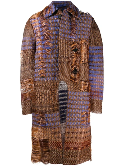 Acne Studios Distressed Woven Coat In Blue