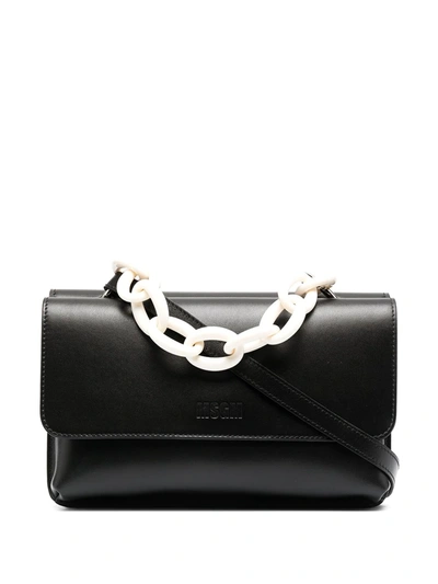 Msgm Double Handle Chain Bag In Black