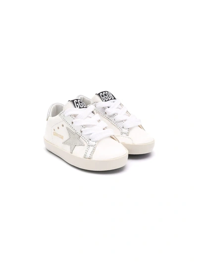 Golden Goose Baby's Star Nappa Upper Suede Star Laminated Trainers In White Silver