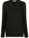 D-EXTERIOR KNITTED V-NECK JUMPER