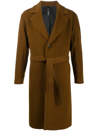 Hevo Belted Single-breasted Coat In Brown