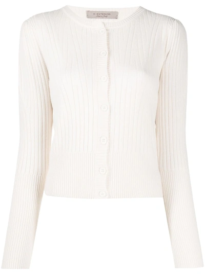 D-exterior Long-sleeve Cardigan In White