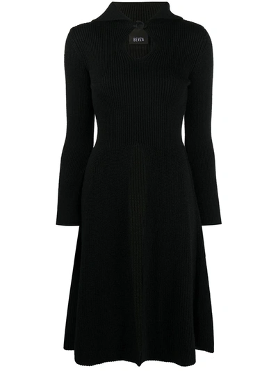 Bevza Knitted Flared Dress In Black